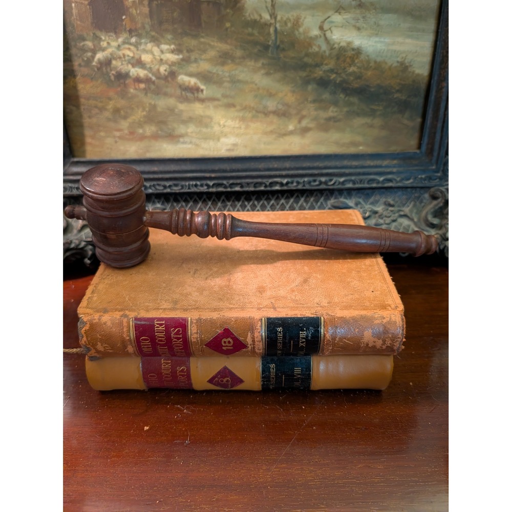 Vintage Handcrafted Wood Gavel Antique Style Legal Auctioneer Decor Brown